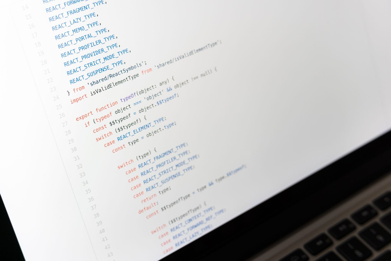 Close-up of JavaScript code on a laptop screen during development.