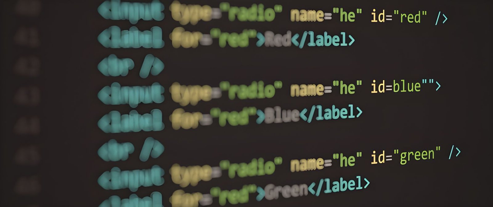 HTML code displayed on a screen demonstrating web structure and syntax.