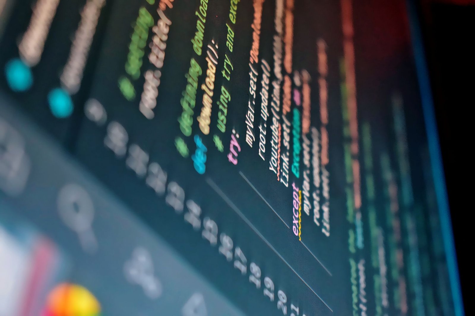 Close-up of programming code on a computer monitor.