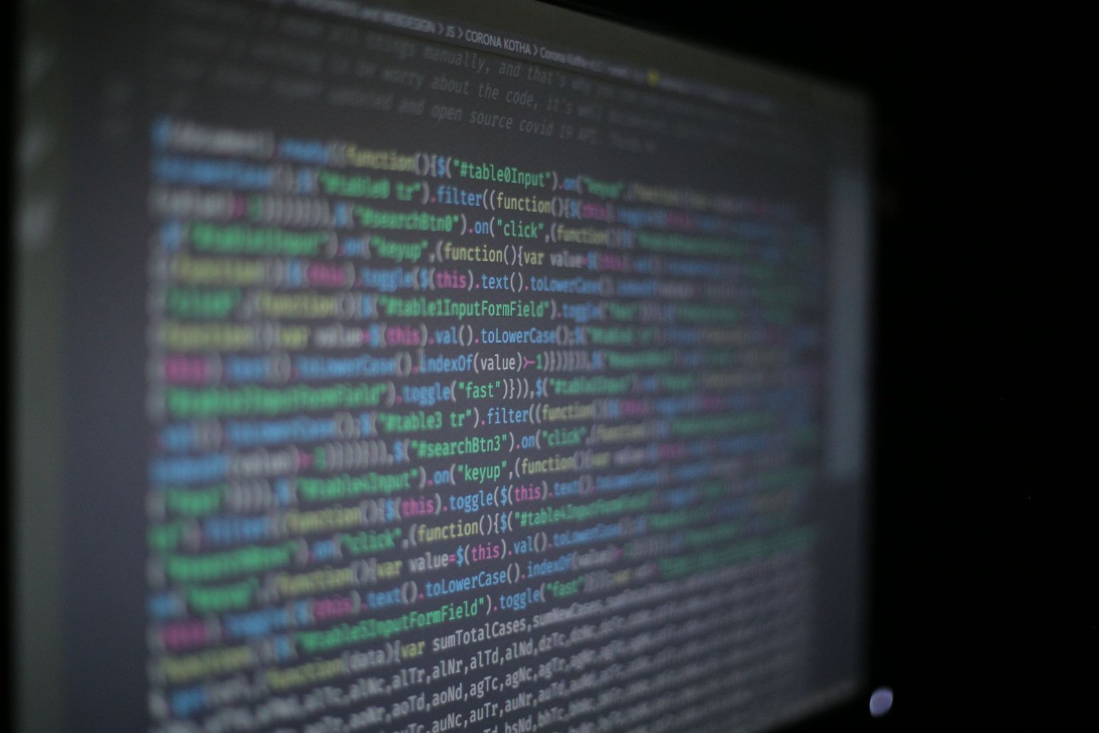 A computer program displayed on a monitor in a development workspace.